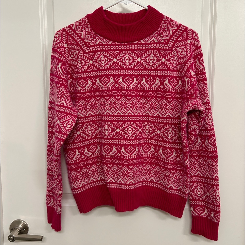[M] J.Crew Pink Pattern Winter Sweater